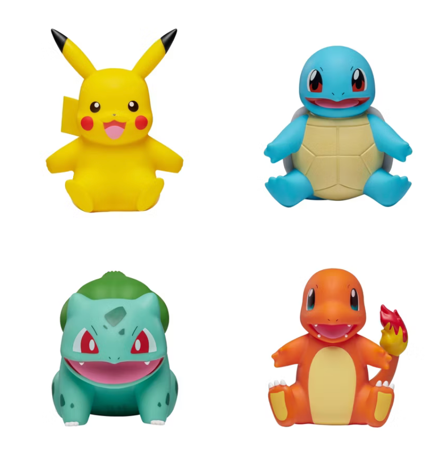 Pokémon Pikachu, Charmander, Bulbasaur, and Squirtle 4'' Action Figure Set - 4pk