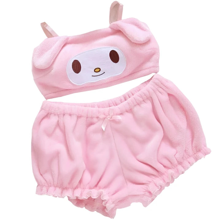 Kuromi, My Melody & Cinnamoroll - Sanrio-Inspired Fluffy Pajama Set