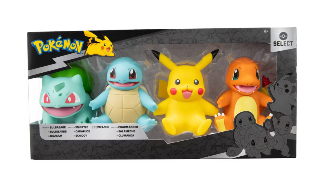 Pokémon Pikachu, Charmander, Bulbasaur, and Squirtle 4'' Action Figure Set - 4pk