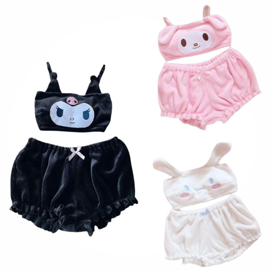 Kuromi, My Melody & Cinnamoroll - Sanrio-Inspired Fluffy Pajama Set